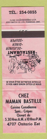 Matchbook Cover - Chez Maman Bastille QC pink