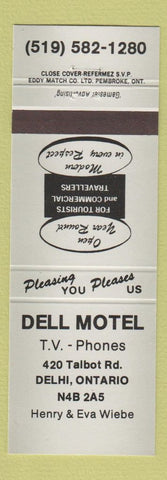 Matchbook Cover - Dell Motel Delhi ON grey