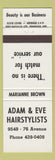 Matchbook Cover - Adam and Eve Hair Salon Canada
