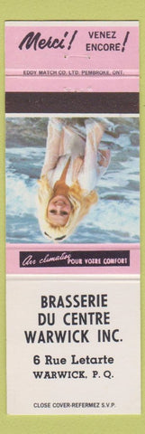 Matchbook Cover - Brasserie Du Centre Warwick QC pinup