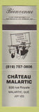 Matchbook Cover - Chateau Malartic QC