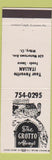 Matchbook Cover - The Grotto Italian Waterbury CT
