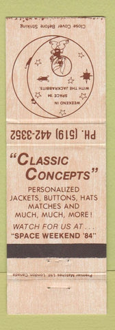 Matchbook Cover - Classic Concepts Personalized Advertising Space Weekend 1984