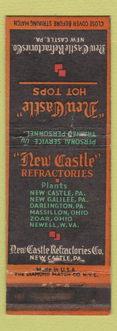 Matchbook Cover - New Castle Refractories New Castle PA