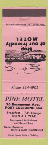 Matchbook Cover - Pine Motel Port Colborne ON pink