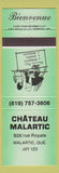 Matchbook Cover - Chateau Malartic QC green
