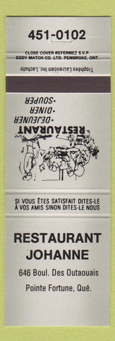 Matchbook Cover - Restaurant Johanne Pointe Fortune QC grey