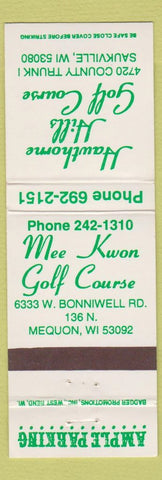 Matchbook Cover - Mee Kwon Golf Course Mequon WI Saukville