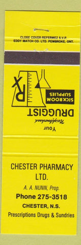 Matchbook Cover - Chester Pharmacy Drugs Chester NS yellow