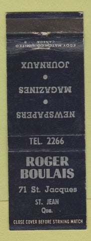 Matchbook Cover - Rogers Boulais ST Jean QC newspapers WEAR