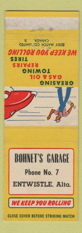 Matchbook Cover - Bohnet's Garage Entwistle AB low phone WEAR