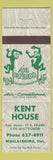 Matchbook Cover - Kent House Wallaceburg ON
