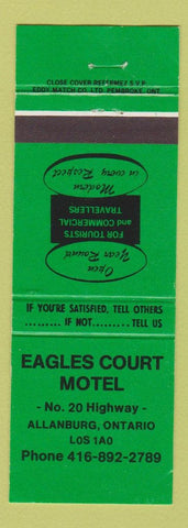 Matchbook Cover - Eagles Court Motel Allanburg ON green