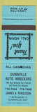 Matchbook Cover - Dunnville Auto Wreckers ON blue