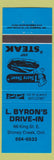 Matchbook Cover - L Byron's Drive In Stoney Creek ON blue