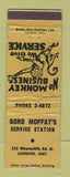 Matchbook Cover - Gord Moffat's Service oil gas London ON WORN