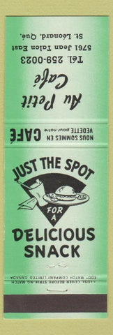 Matchbook Cover - Au Petit Cafe ST Leonard QC green