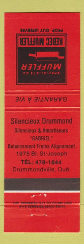Matchbook Cover - Kebec Muffler Drummondville QC red