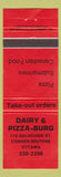Matchbook Cover - Dairy Pizza Burg Ottawa ON red