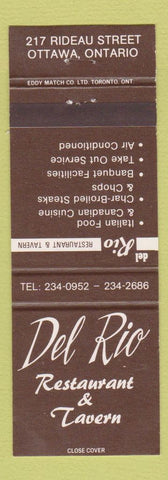 Matchbook Cover - Del Rio Restaurant Tavern Ottawa ON brown