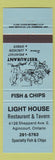 Matchbook Cover - Light House Restaurant Tavern Agincourt ON blue