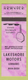 Matchbook Cover - Lakeshore Motors Lowbanks ON purple