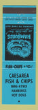 Matchbook Cover - Caesarea Fish Chips blue