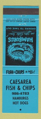 Matchbook Cover - Caesarea Fish Chips blue