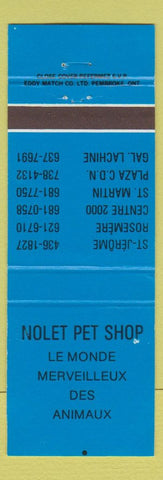 Matchbook Cover - Nolet Pet Shop Rosemere ST Jerome St Martin QC blue