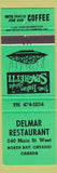 Matchbook Cover - Delmar Restaurant North Bay ON green