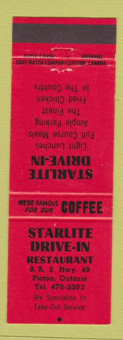 Matchbook Cover - Starlite Drive In Restaurant Picton ON red