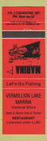 Matchbook Cover - Vermillion Lake Marina Chelmsford ON red
