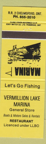 Matchbook Cover - Vermillion Lake Marina Chelmsford ON yellow