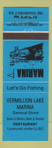 Matchbook Cover - Vermillion Lake Marina Chelmsford ON blue