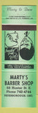 Matchbook Cover - Marty's Barber Shop Peterborough ON green