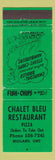 Matchbook Cover - Chalet Bleu Restaurant Pizza Midland ON green