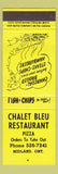 Matchbook Cover - Chalet Bleu Restaurant Pizza Midland ON yellow