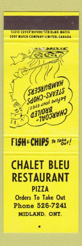 Matchbook Cover - Chalet Bleu Restaurant Pizza Midland ON yellow