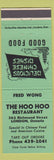 Matchbook Cover - Hoo Hoo Chinese Restaurant London ON green