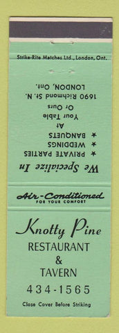 Matchbook Cover - Knotty Pine Restaurant Tavern London ON green