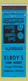 Matchbook Cover - Elroy's Farm Market Dunnville ON blue