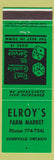 Matchbook Cover - Elroy's Farm Market Dunnville ON green