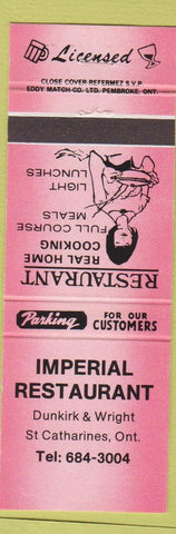Matchbook Cover - Imperial Restaurant St Catharines ON red