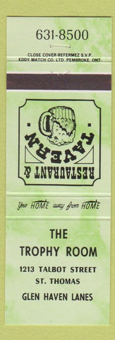 Matchbook Cover - Trophy Room St Thomas ON Glen Haven Lanes bowling green