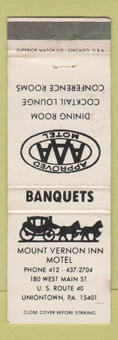 Matchbook Cover - Mount Vernon Inn Uniontown PA WEAR