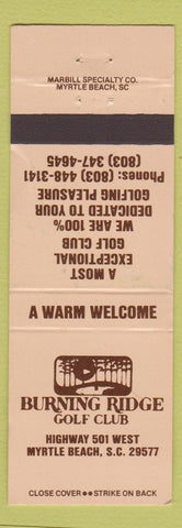 Matchbook Cover - Burning Ridge Golf Club Myrtle Beach SC WEAR