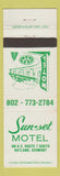 Matchbook Cover - Sunset Motel Rutland VT