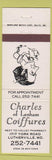 Matchbook Cover - Charles of Lanham Coiffures Salon Lutherville MD