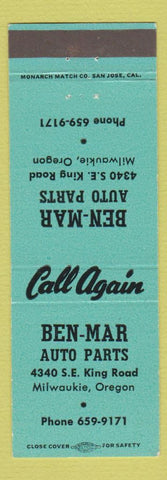 Matchbook Cover - Ben Mar Auto Parks Milwaukie OR