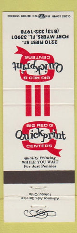 Matchbook Cover - Big Red Q Quick Print Center Fort Myers FL